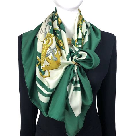 hermes silk scarf green|Hermes silk scarf for sale.